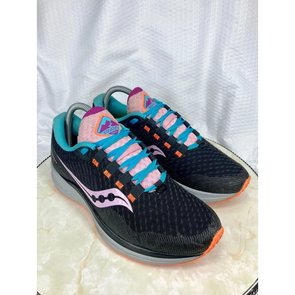 Saucony Canyon TR Trail Running Shoes Women 8.5 Black Pink Athletic Gym Sneakers